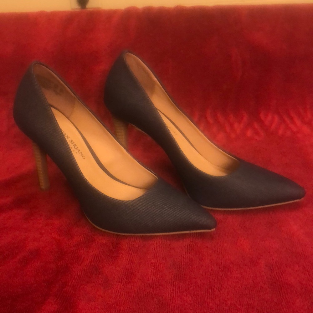 Christian Siriano pointed-toe Dark denim heels